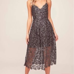 Silver lace ASTR midi dress